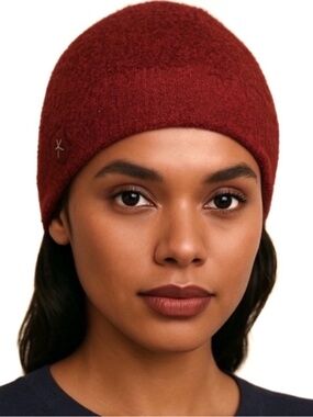 Barefoot Dreams CozyChic Confetti Beanie Hat Rosewood Burgundy Ultra Soft Knit